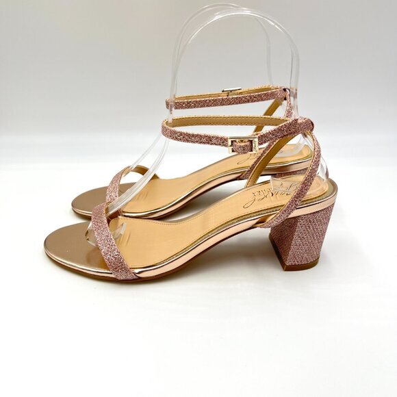 Jewel Badgley Mischka Womens Size 5.5 Pink Sparkly Dress Sandals Heels Shoes‎ - Picture 7 of 13